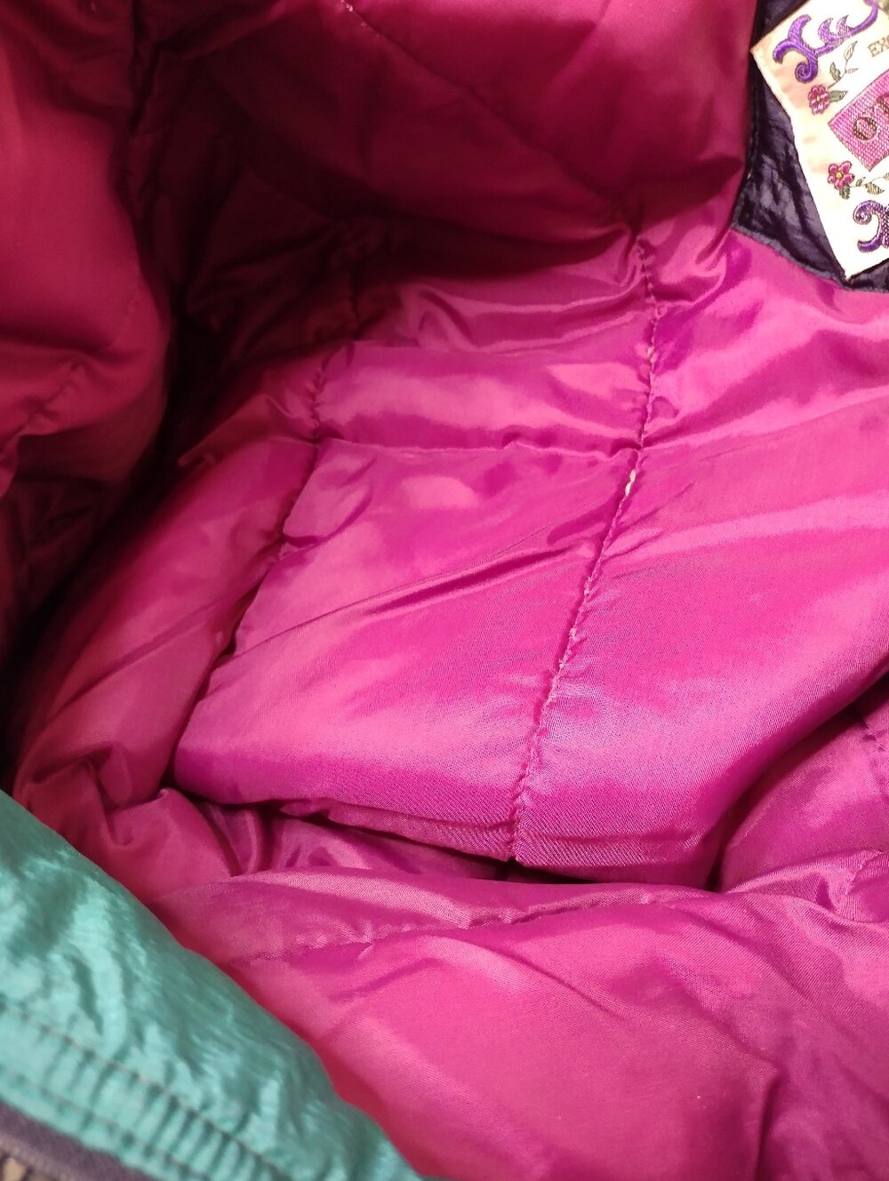 Vintage 1980's Otello Pelle Navy, Teal & Purple Nylon Ski Jacket - Picture 6 of 9